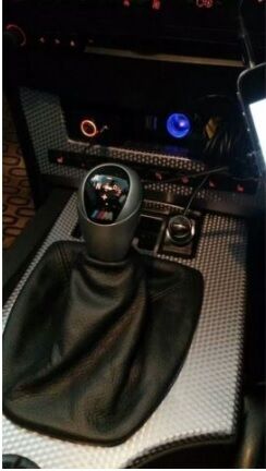 FITS BMW E60 E61 GEAR GAITER SHIFT BOOT BLACK  LEATHER 2003-2009 BLACK STITCH