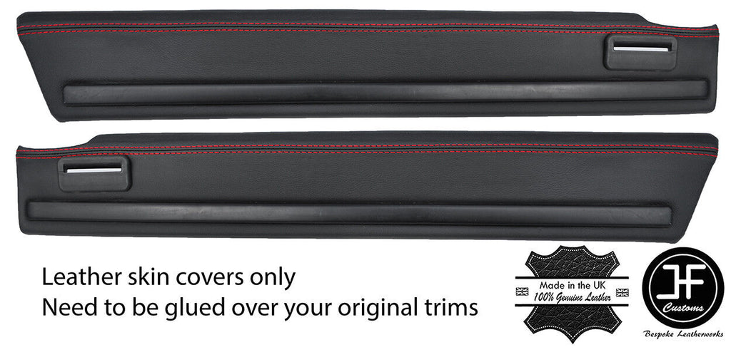 RED STITCH 2X REAR DOOR CAPPING LEATHER COVERS FITS FORD ESCORT MK3 3 DOOR