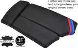 BLACK STITCH TRI STRIPE SLIDING ARMREST REAL LEATHER COVER FOR BMW E60 E61 03-11