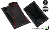 RED  STITCH LEATHER MANUAL GEAR GAITER +PLASTIC  FRAME FITS MG MAESTRO 1600