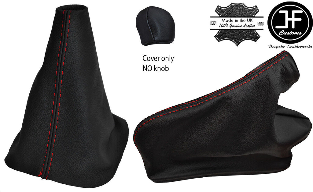RED STITCHING GEAR HANDBRAKE KNOB LEATHER COVERS FOR RENAULT LAGUNA III 07-14