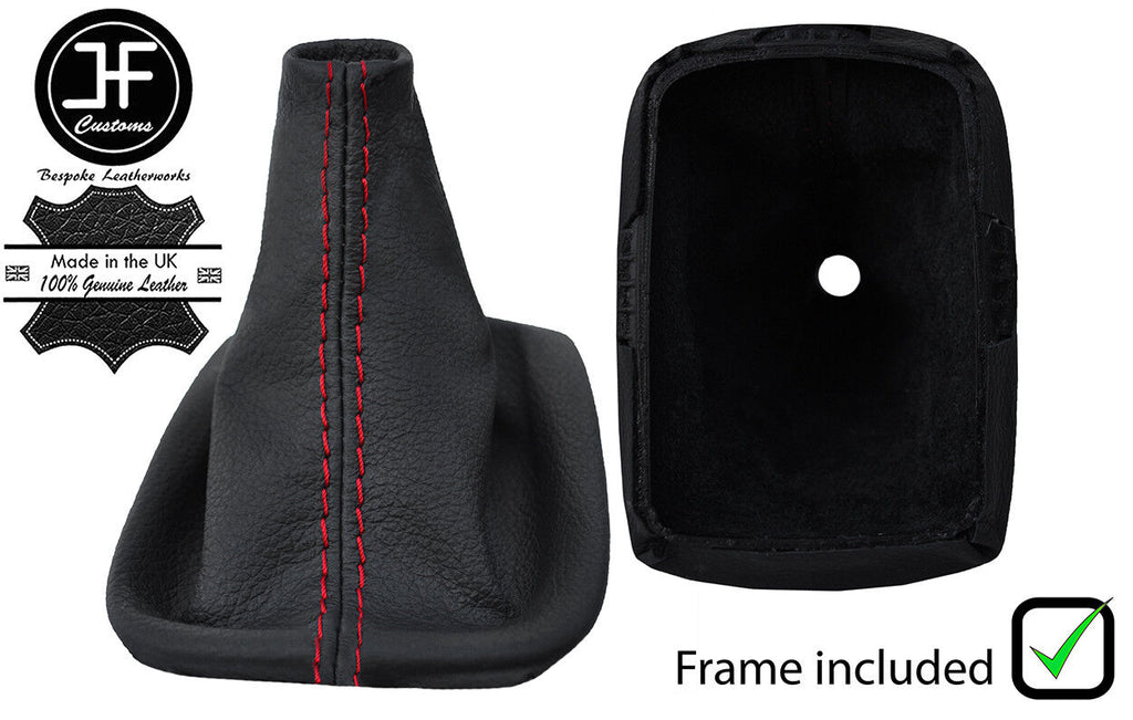 RED STITCH REAL LEATHER GEAR GAITER WITH PLASTIC FRAME FOR VOLVO V50 04-2012