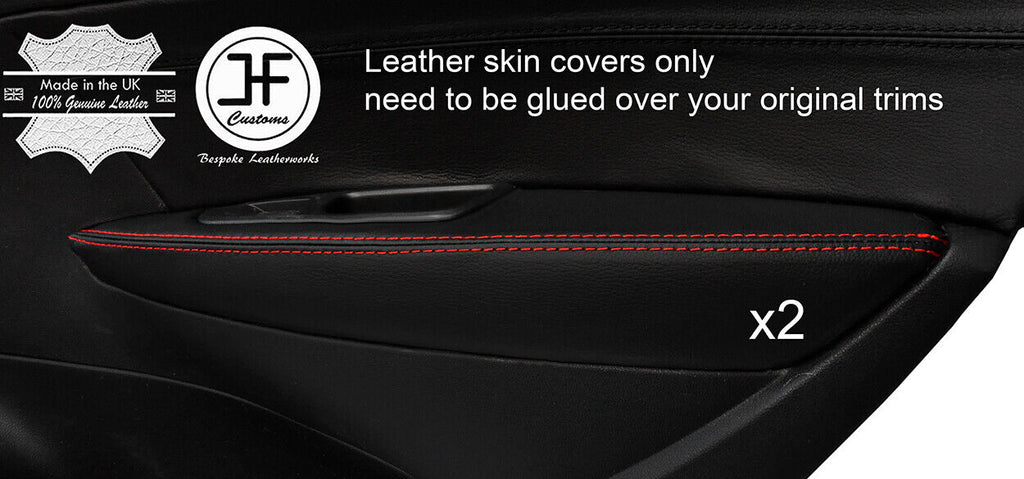 RED STITCH 2X REAR DOOR ARMREST LEATHER COVER FOR PEUGEOT 308 07-12 SW ESTATE