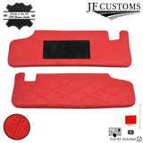 FOR CHEVROLET CAMARO 16-20 RED LEATHER CROSS STITCH 2X SUN VISOR COVERS DSG2