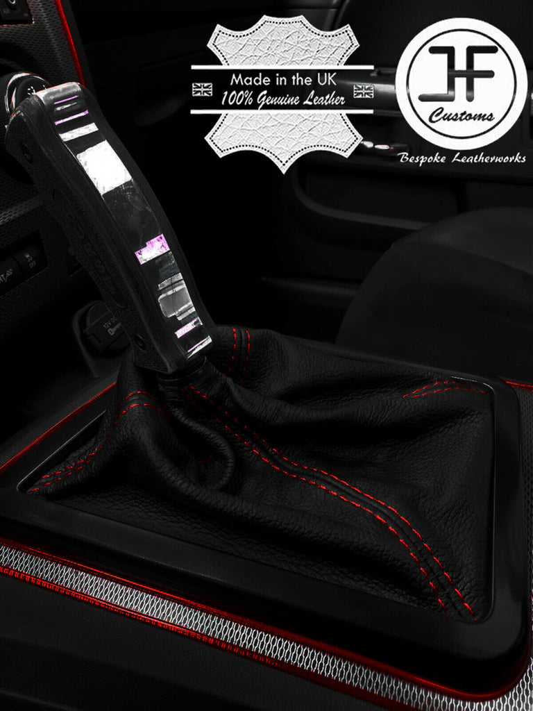RED STITCH TOP GRAIN LEATHER MANUAL GEAR GAITER FITS DODGE CHALLENGER 08-14