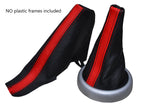 BLACK & RED STRIPE LEATHER GEAR & HANDBRAKE GAITER FITS BMW MINI COOPER 01-06