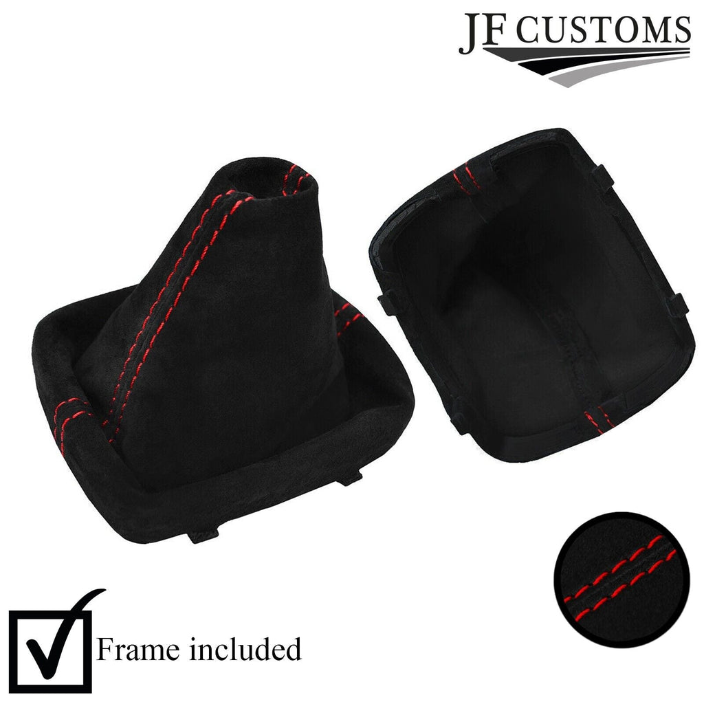 RED STITCH SUEDE MANUAL GEAR GAITER + PLASTIC FRAME FITS AUDI A3 8P 2004-2012