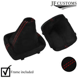 RED STITCH SUEDE MANUAL GEAR GAITER + PLASTIC FRAME FITS AUDI A3 8P 2004-2012