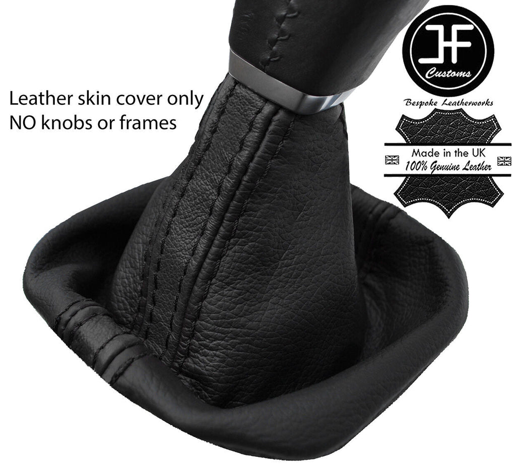 BLACK & BLACK STRIPE LEATHER MANUAL GEAR GAITER FITS RANGE ROVER EVOQUE 11-17