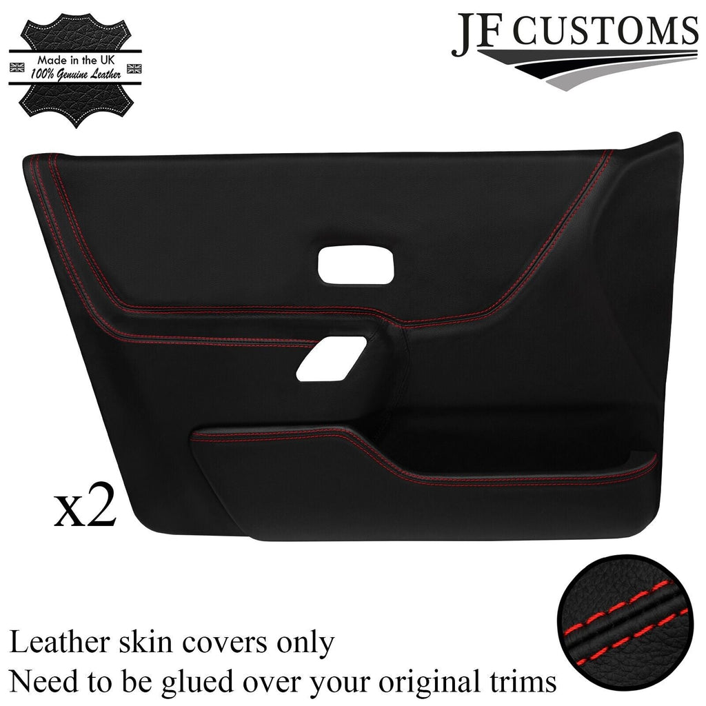 RED STITCH 2X FRONT FULL DOOR CARD LEATHER COVERS FOR FORD ESCORT MK4 5 DOOR