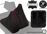 RED  STITCH LEATHER GEAR+HI LOW GAITER+FRAME FOR MITSUBISHI SHOGUN SPORT 99-08