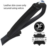 BLACK & BLACK STRIPE TOP GRAIN REAL LEATHER HANDBRAKE COVER FOR MAZDA RX8 03-12