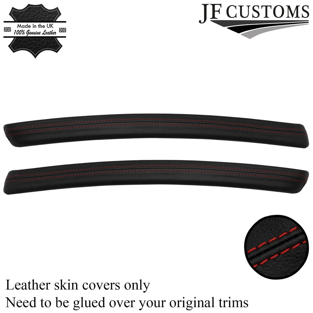DARK RED STITCH 2X REAR LEATHER DOOR CARD TRIM STRIP COVERS FITS BMW E92