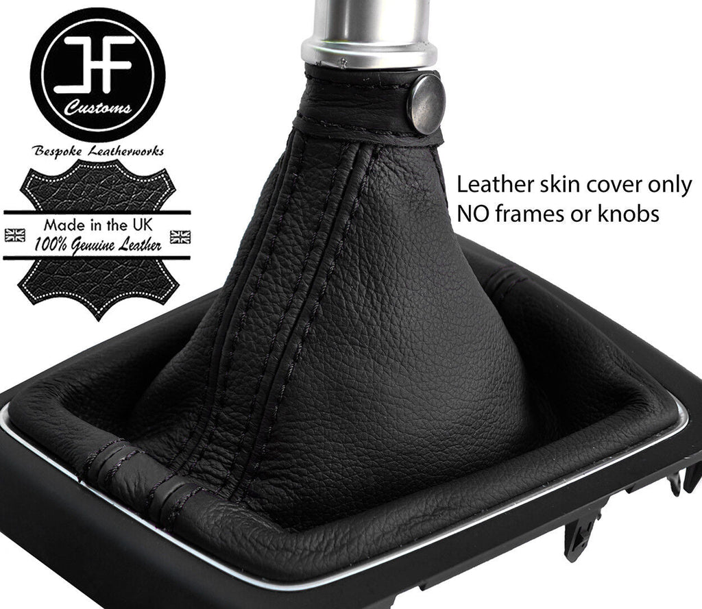 BLACK & BLACK STRIPE TOP GRAIN LEATHER MANUAL GEAR GAITER FOR HYUNDAI I20 15-18