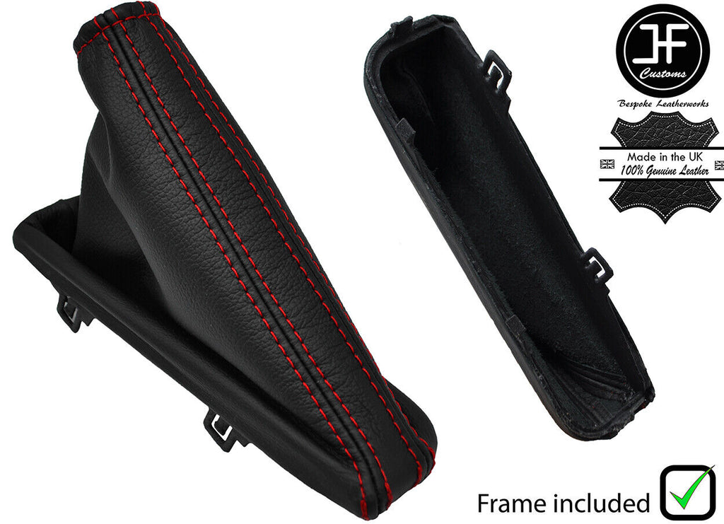 RED STITCH LEATHER HANDBRAKE+PLASTIC FRAME FITS NISSAN PRIMERA P12 2002-2008