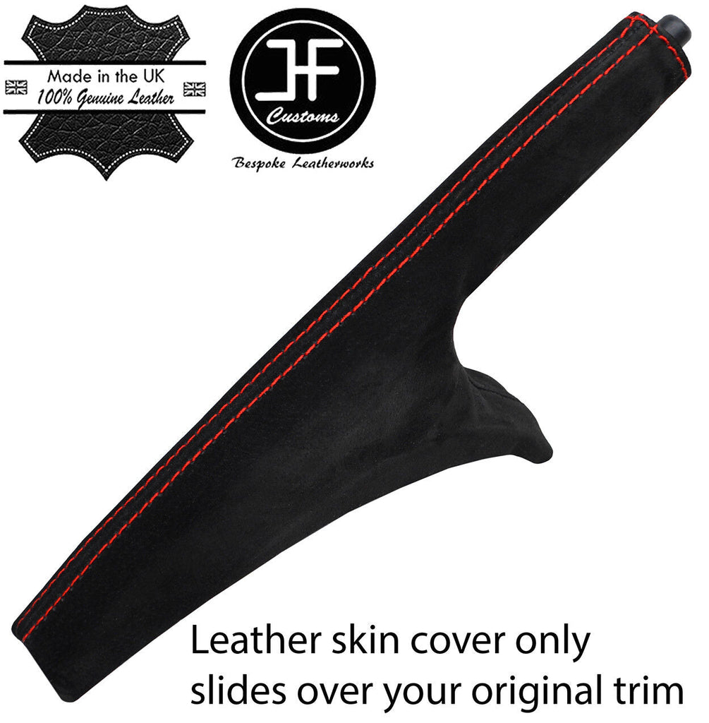 RED STITCHING REAL SUEDE HANDBRAKE GAITER FITS NISSAN JUKE 2010-2018 CUSTOM NEW