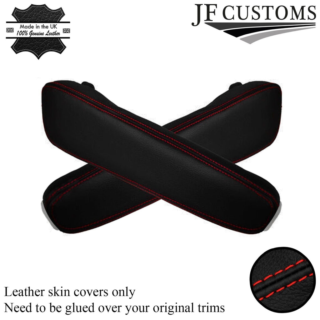 RED STITCHING FITS BMW E34 E32 2X LEATHER ARMREST SKIN COVERS ONLY CUSTOM NEW