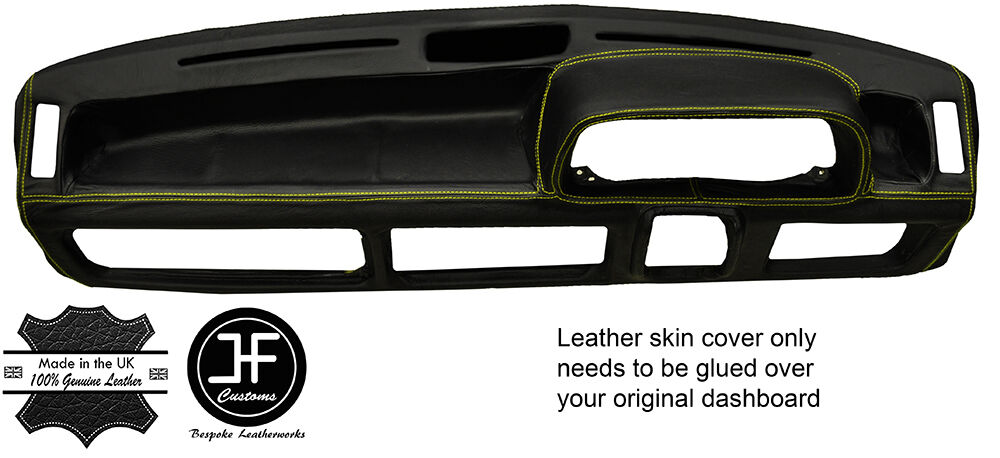 YELLOW  STITCHING DASH DASHBOARD LEATHER COVER FITS FORD FIESTA MK1 XR2