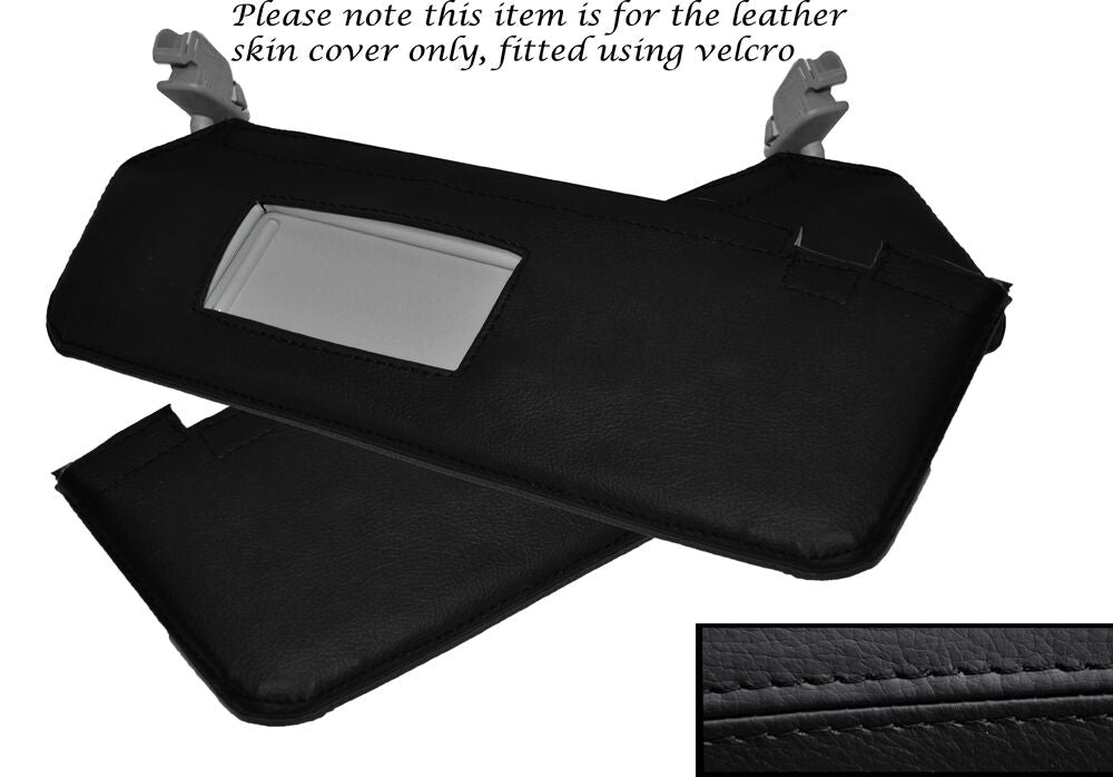 BLACK STITCHING  2X SUN VISORS LEATHER SKIN COVERS FITS AUDI A4 B8 2008-2014