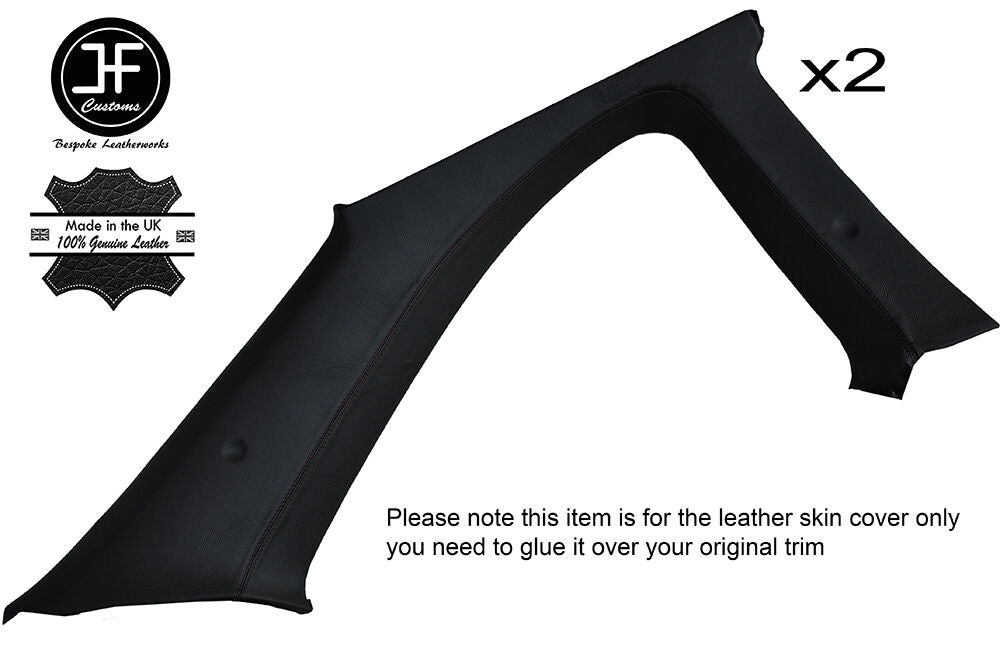 BLACK STITCH 2X B C PILLAR TRIM COVERS FITS HONDA CIVIC COUPE 1992-1995 2 DOOR