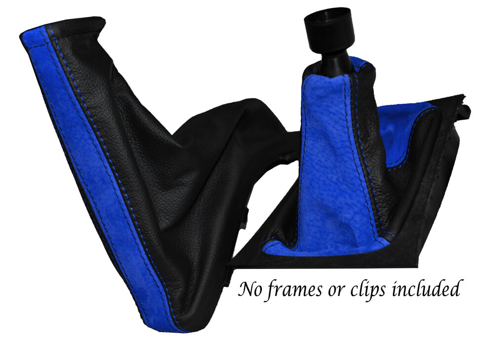 FITS ASTRA G  COUPE GEAR & HANDBRAKE SET BLACK  LEATHER BLUE PU SUEDE CUSTOM NEW