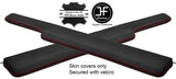 RED STITCHING 2X DOOR ARMREST LEATHER COVERS FITS PORSCHE 914 1969-1976