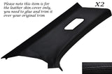 BLACK STITCH 2X REAR C PILLAR LEATHER COVERS FITS BMW 3 SERIES E46 COUPE 98-05