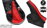 BLACK & RED TOP GRAIN LEATHER GEAR HANDBRAKE GAITER FOR LEXUS IS200 MK1 98-05