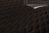 ORANGE DIAMOND STITCH QUILTED VINYL  PADDED PANEL LUXURY PREMIUM 125CM X 85CM