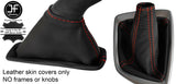 RED STITCH LEATHER MANUAL GEAR HANDBRAKE GAITER FITS TOYOTA AURIS MK2 12-2015