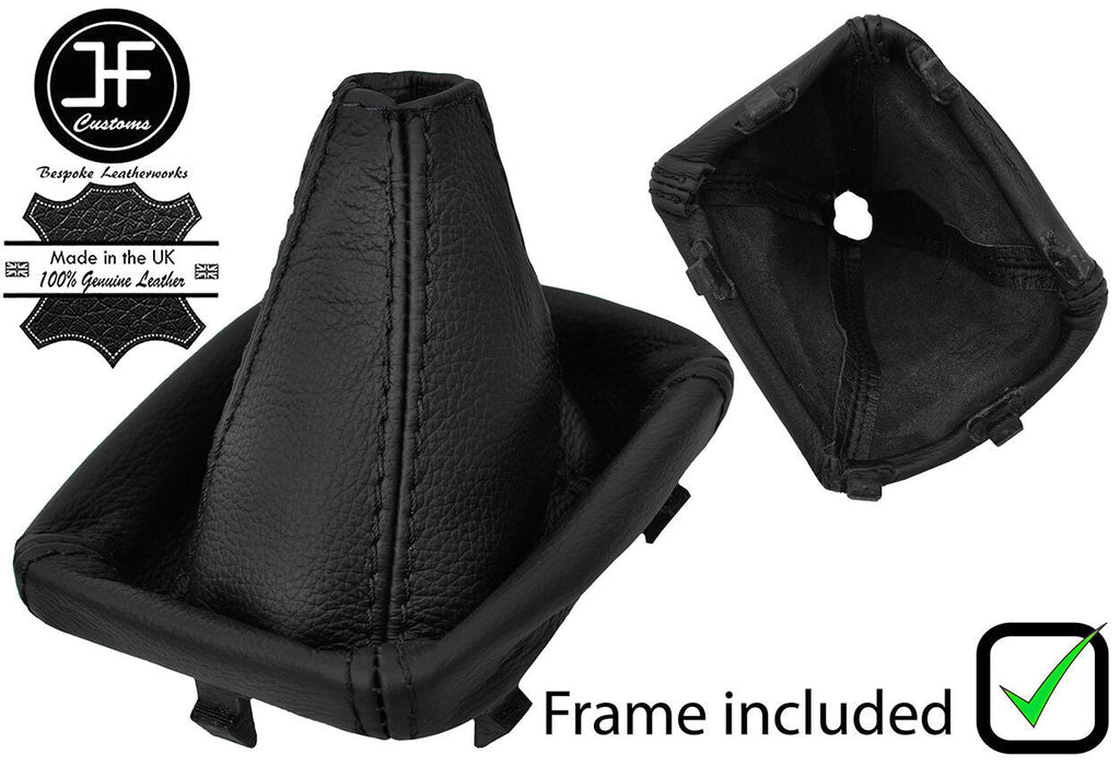 BLACK STITCH LEATHER GAITER + PLASTIC FRAME FITS FIAT GRANDE PUNTO EVO 06-16