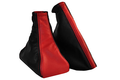 FITS FIAT PUNTO MK1 GEAR & HANDBRAKE SET RED & BLACK 2 TONE LEATHER 1993-2000