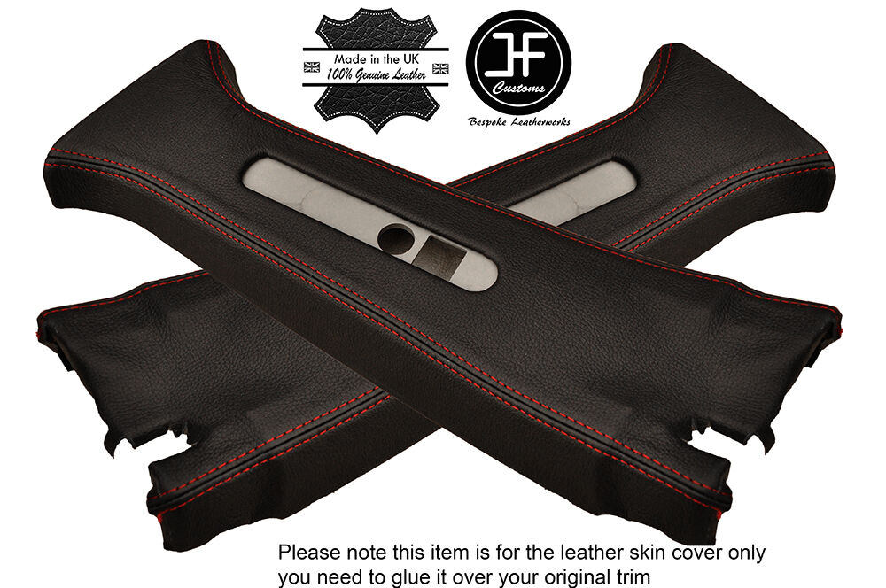 RED STITCHING 2X UPPER B PILLAR LEATHER COVERS FITS SMART FORFOUR 2004-2007