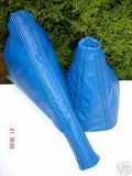 FITS VW GOLF MK3 MK2 BLUE LEATHER GEAR & HANDBRAKE GAITER CUSTOM NEW MADE IN UK