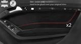 RED STITCH 2X FRONT DOOR CARD TRIM SUEDE COVERS FOR AUDI A5 CABRIO 09-16