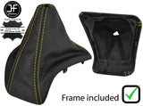 YELLOW STITCH LEATHER GEAR GAITER+PLASTIC FRAME FITS FORD TRANSIT CUSTOM 13-17