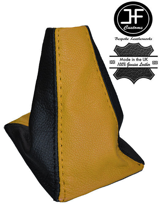 BLACK & YELLOW MANUAL LEATHER GEAR STICK GAITER FITS MG MGF 1995-2000 CUSTOM NEW