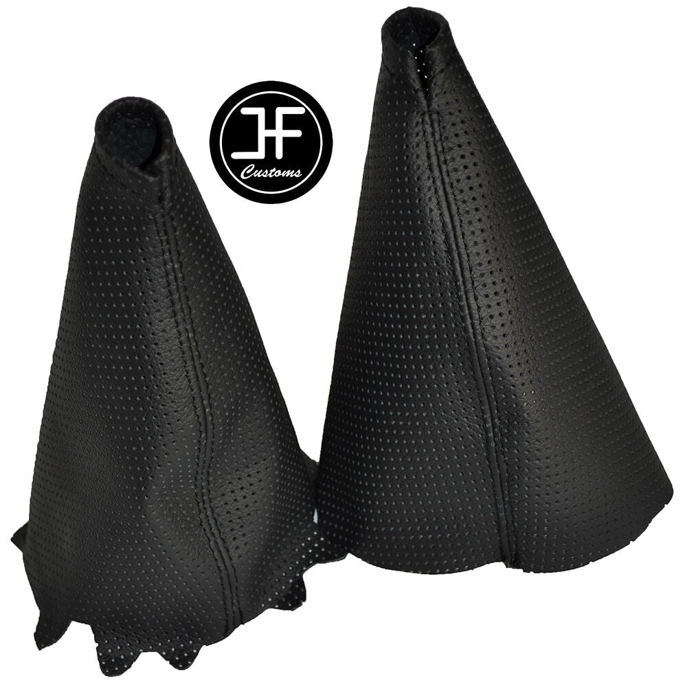 BLACK STITCH FITS FORD KA PERFORATED LEATHER GEAR STICK SHIFT BOOT & HANDBRAKE