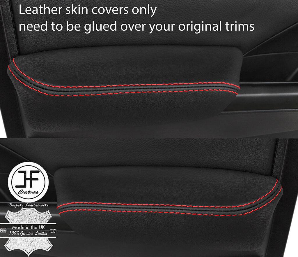 RED STITCH 2X FRONT DOOR ARMREST LEATHER COVER FITS HONDA CIVIC MK9 12-17