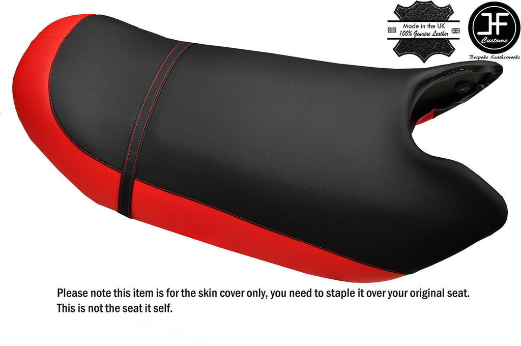 BLACK & B RED CUSTOM FITS KAWASAKI STX 900 1100 97-04 VINYL SEAT COVER + STRAP