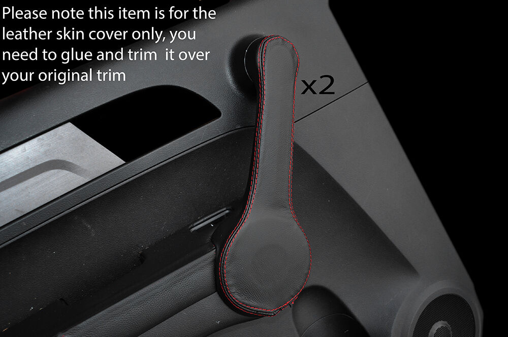 RED STITCHING 2X FRONT FULL DOOR HANDLE SKIN COVERS FITS HONDA CRV 2006-2012