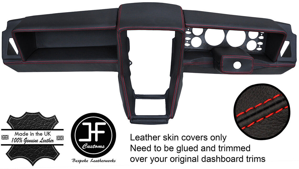 RED STITCH REAL LEATHER 1 PIECE DASH DASHBOARD COVER FOR LOTUS ELITE ECLAT S1