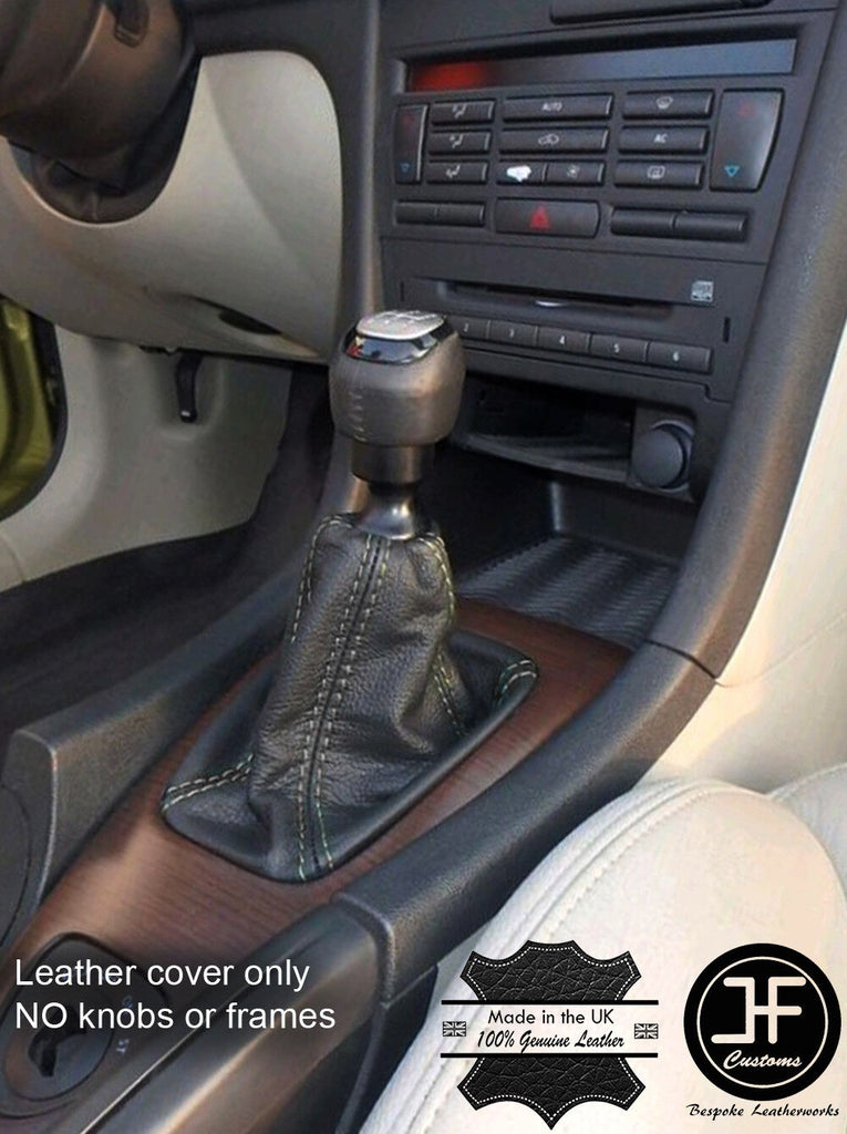 GREY STITHCING GENUINE LEATHER GEAR GAITER FITS SAAB 93 9-3 CONVERTIBLE 03-12