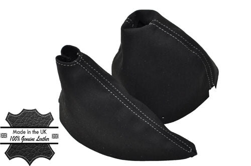 WHITE DOUBLE STITCH FITS NISSAN 350Z 2003-2009 SUEDE GEAR HANDBRAKE GAITER