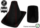 RED STITCH LEATHER MANUAL GEAR GAITER+PLASTIC FRAME FOR PEUGEOT 607 00-08