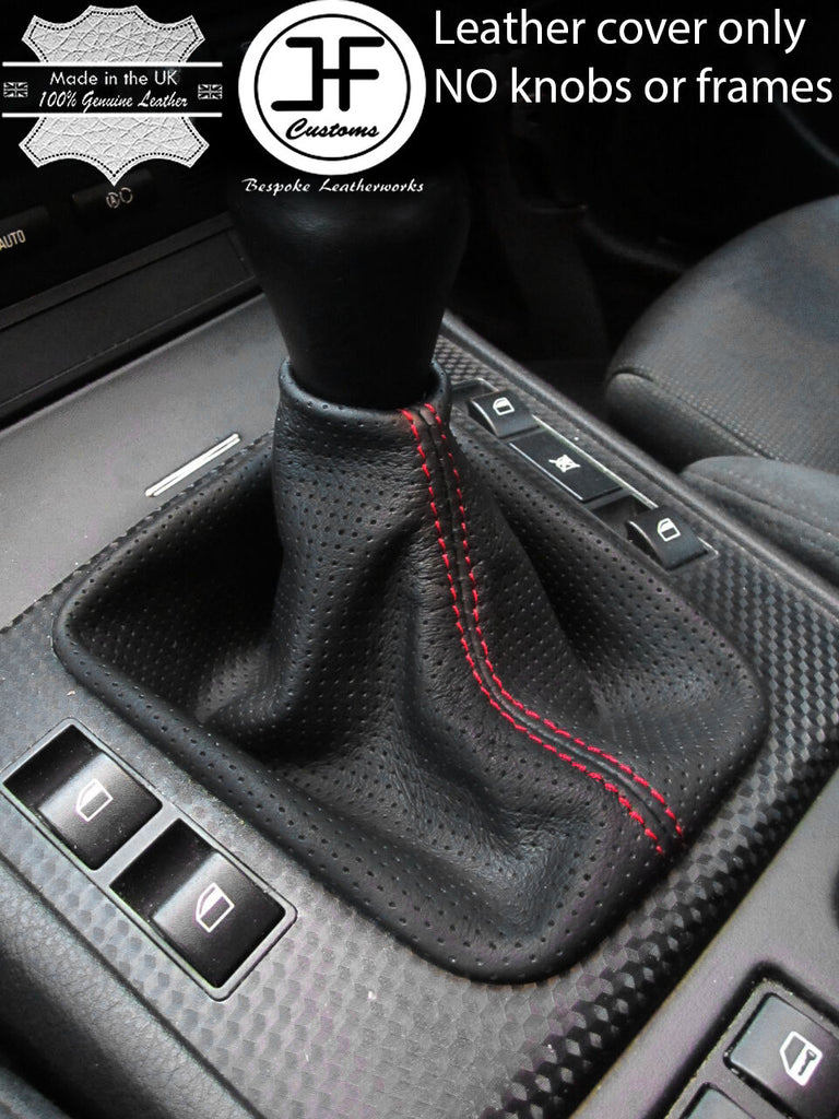 RED STITCHING PERFORATED LEATHER GEAR GAITER FITS BMW E36 E46 1991-2005