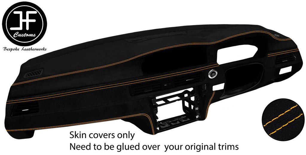 YELLOW STITCH FULL DASHBOARD KIT LUXE SUEDE COVER FOR BMW E90 E91 E92 E93 SATNAV