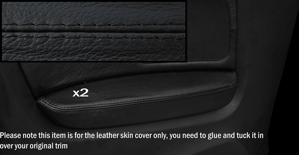 BLACK STITCH 2X REAR DOOR ARMREST COVERS FITS AUDI A4 CABRIO CONVERTIBLE 05-09