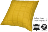 1X EXCLUSIVE LUXURY LEATHER CUSHION YELLOW QUILTED SQUARES PADDED 18"x18"