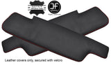RED STITCHING 2X SUN VISORS REAL LEATHER COVERS FITS PORSCHE 914 1969-1976